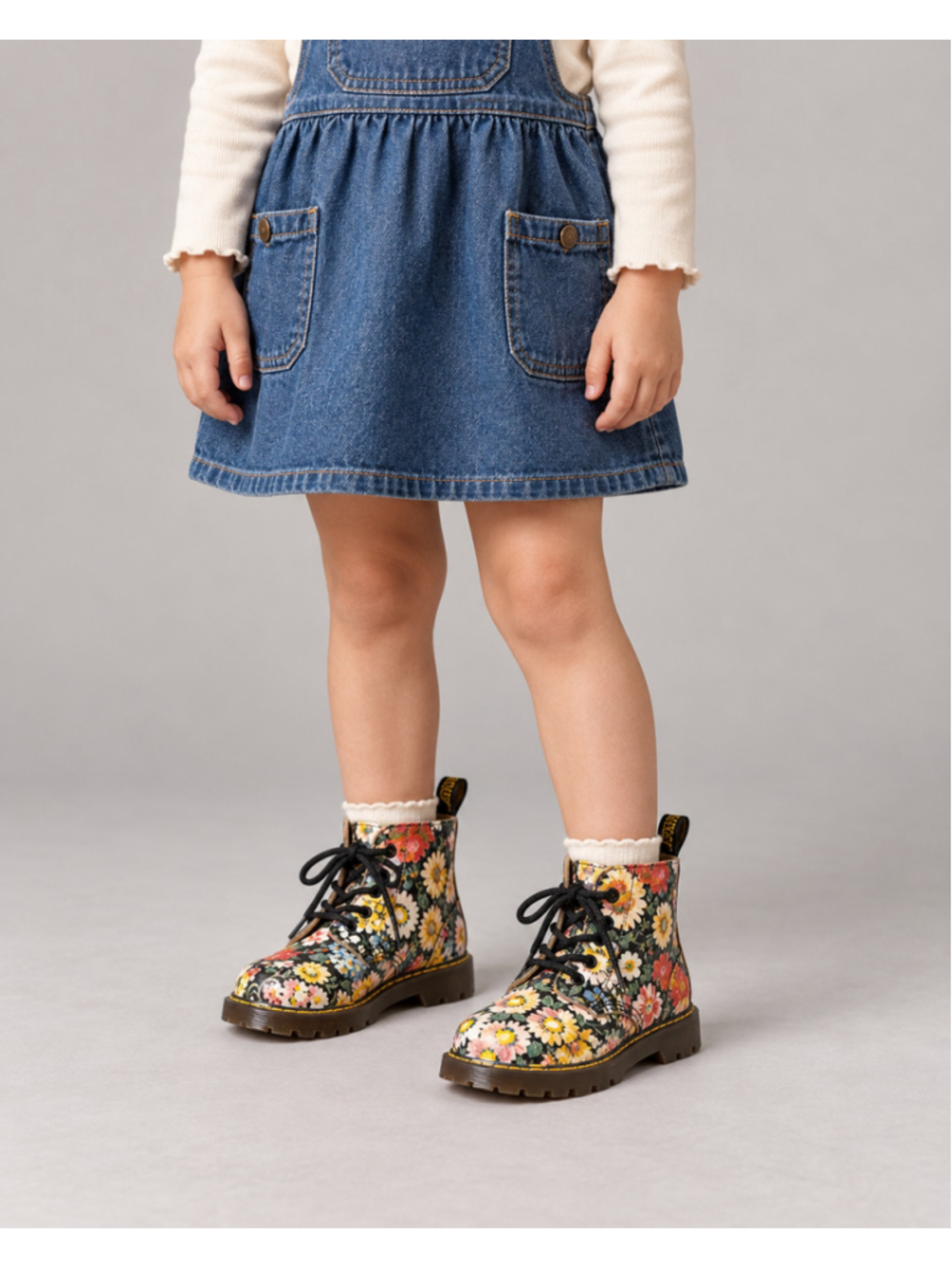 Vintage 90s Doc Martens Floral Leather Boots Girls 11 Made in England